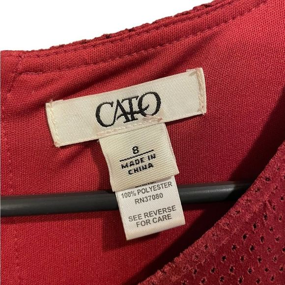 Cato Burgundy Eyelet Faux Suede Mini Shift Dress - Picture 7 of 8